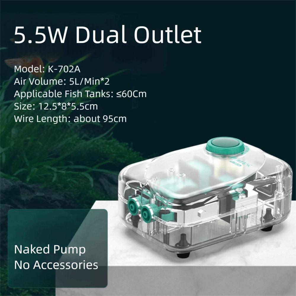 Ultra Silent Aquarium Air Pump Low Noise Silent Operation Automatic Mute Aerator Pump High Power Adjustable