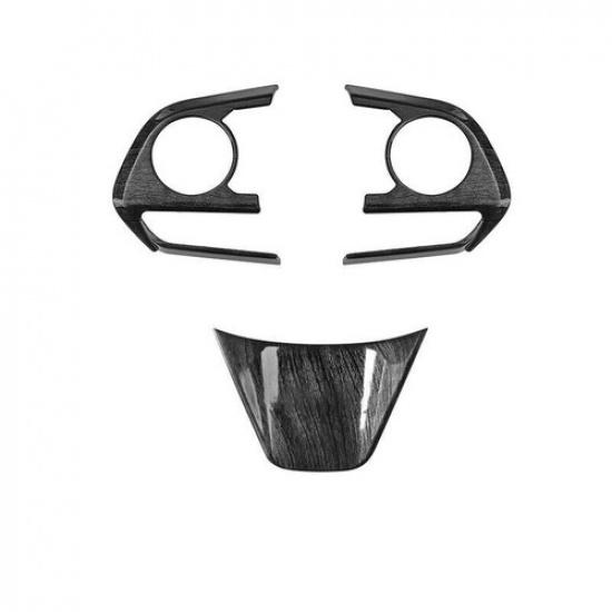 Steering Wheel Button Cover Trim 3* For Toyota Camry 2018-2023 Black Wood Grain