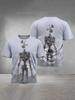 S-shaped Sea Monster H-shaped Head 3D Printed T-shirt for Summer Outdoor Casual Short Sleeved Clothing Men's Fashionable Street Round Neck Top