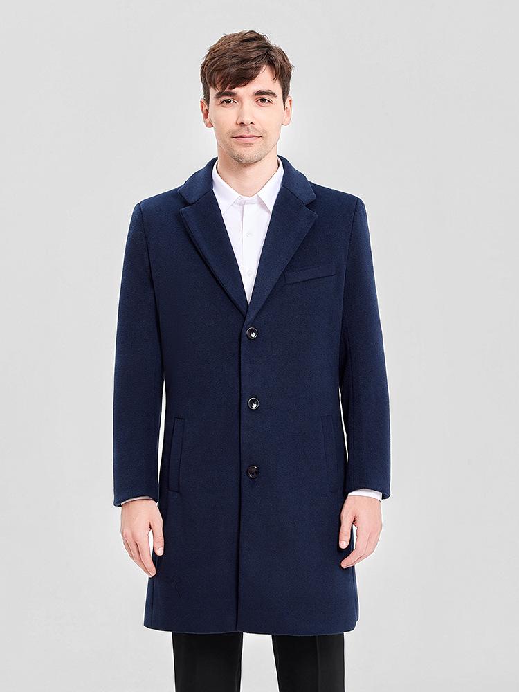 Unisex Managerial Mid-Length Woolen Overcoat - Formal Wool Workwear