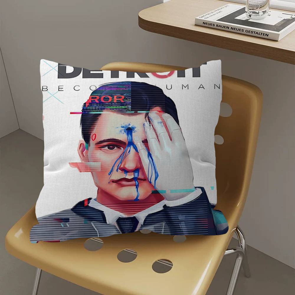 Чехлы на подушки Detroit Become Human Мультяшные Декоративные для дивана Домашние Двусторонние Короткий плюш Милые Чехлы на подушки