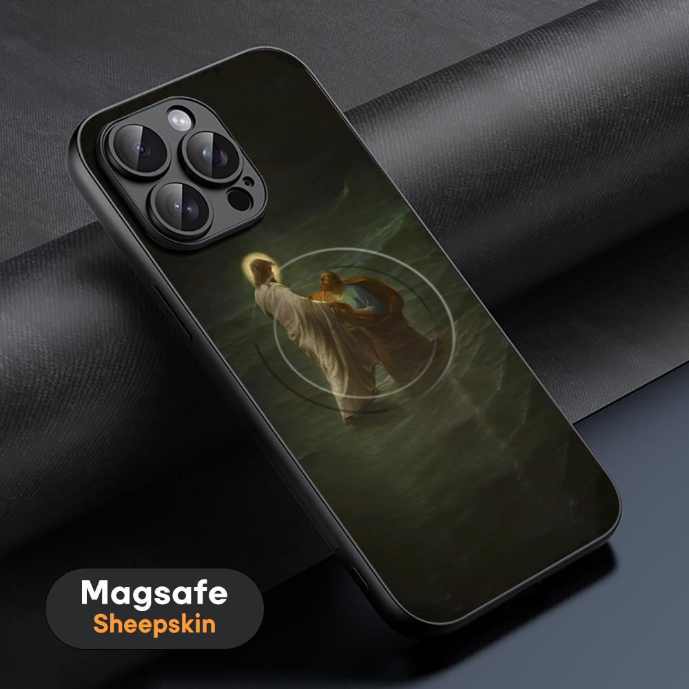 Jesus Christ sacred God Phone Case For iPhone 17 16 15 14 13 12 11 Plus Pro Max  High-end Luxury Magsafe Sheepskin