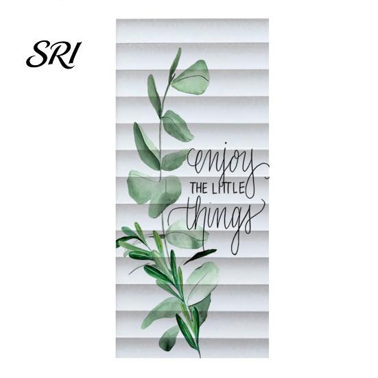 Glass Protection Film Reeded Privacy Window Non Adhesive Frosted Sun Blocking Opaque Decal Cling Hanging Green Plants Decorative Sticker for Bathroom