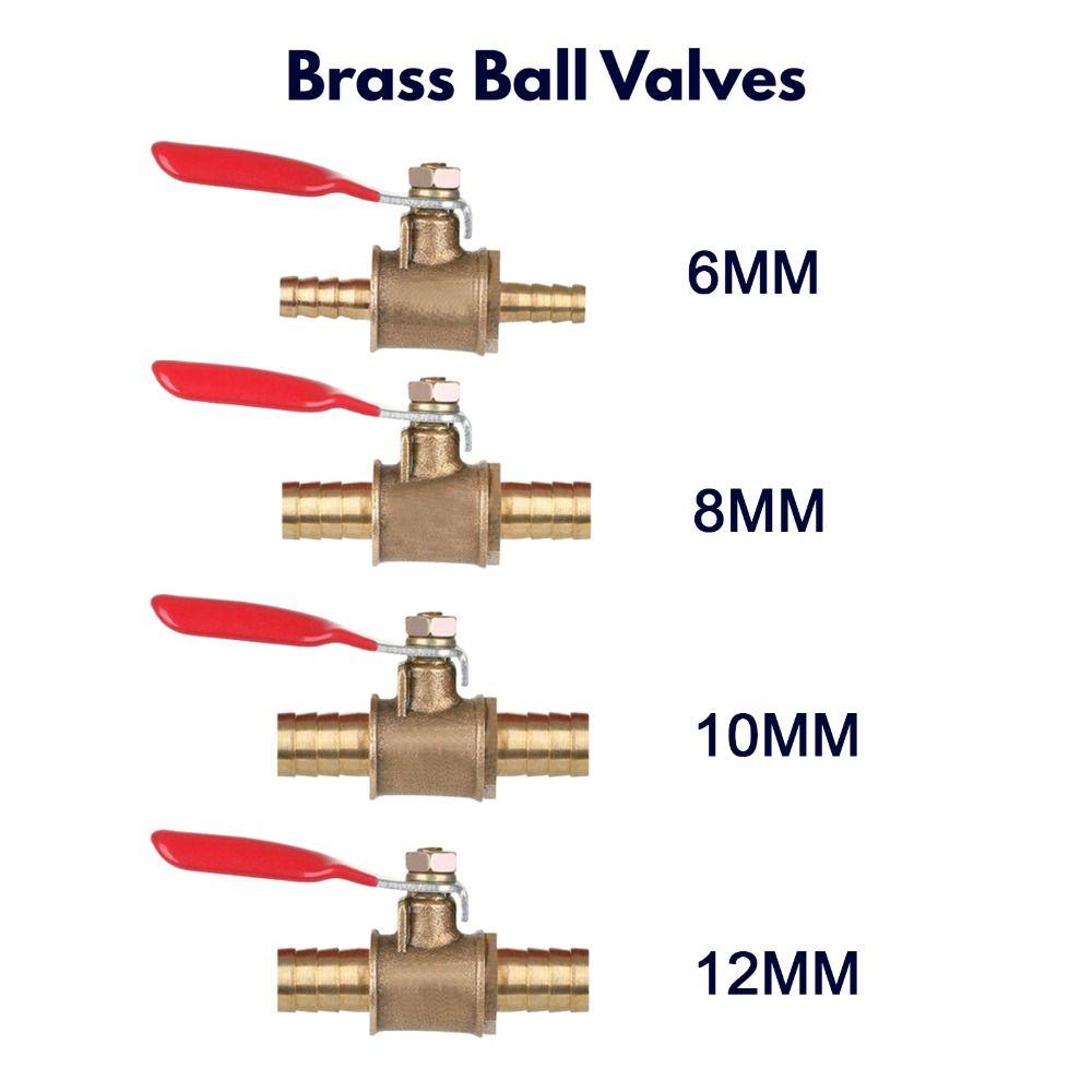 Pipe Fittings Brass Construction Ball Valve 6-12mm Size 1/4 Inch Brass Ball Valve Small Size Hose Barb Shutoff Valve Air Line