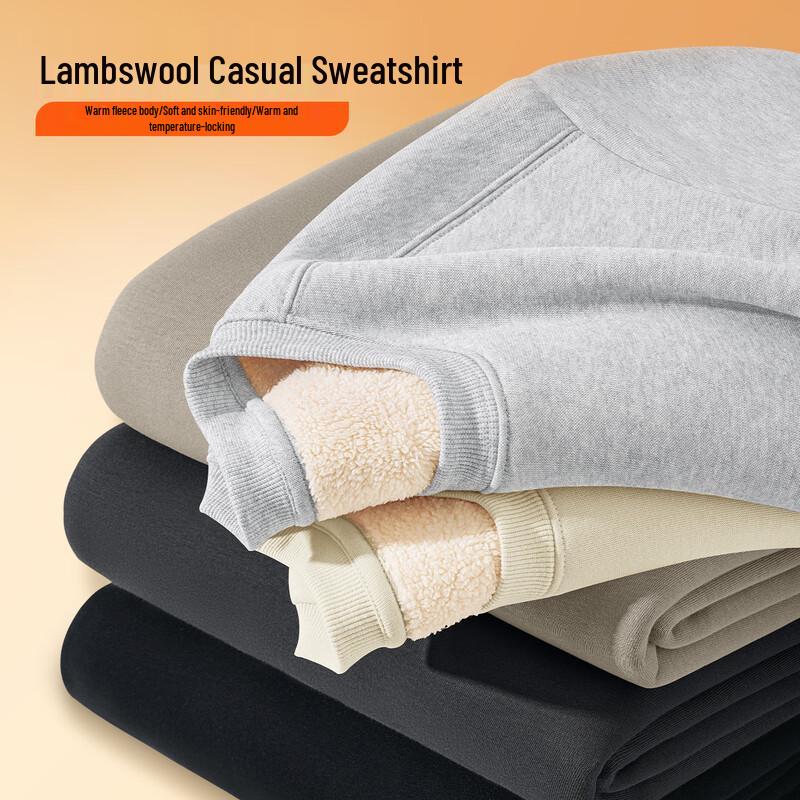 JEEP SPIRIT Men's 2025 Autumn/Winter Fleece Lined Crewneck Sweatshirt