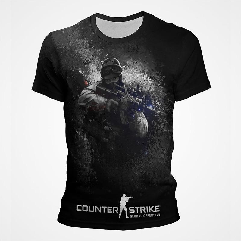 Игровая футболка с 3D-принтом в стиле CS GO, мужская, летняя, с коротким рукавом, с круглым вырезом, модная, уличная мода Харадзюку