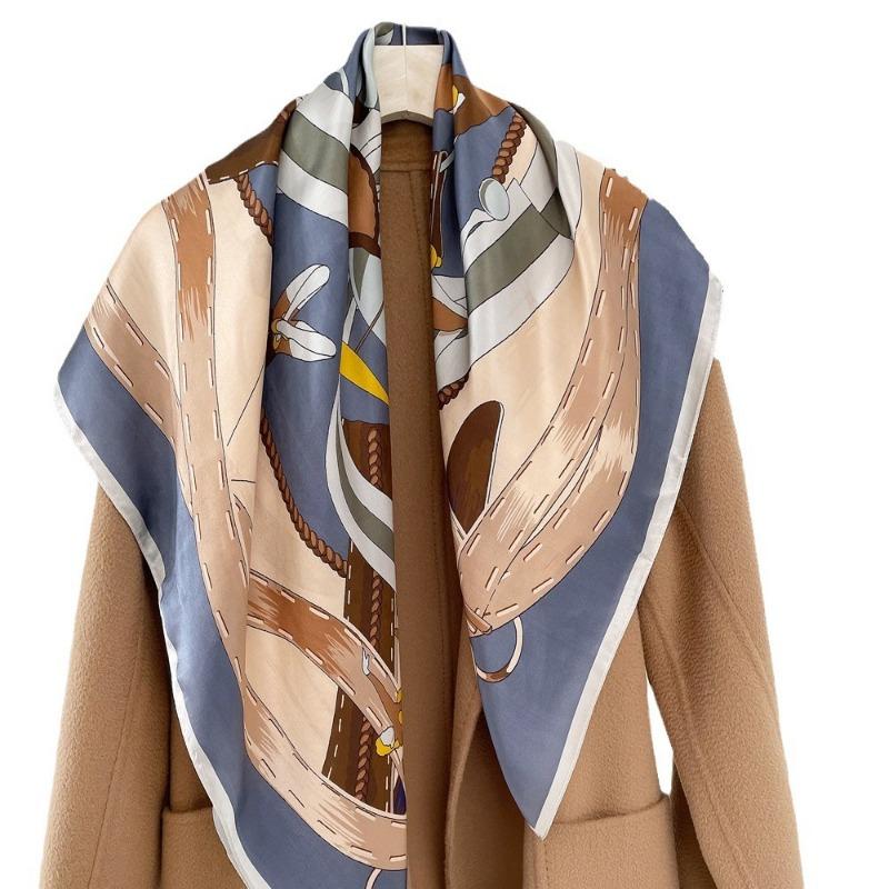 Spring New 90 Plain Crepe Satin Mulberry Silk Silk Scarf Women's Light Luxury Silk Printing Shawl Versatile Silk Gift