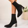 Fashion 2025 New Women Boots Soft Knitted Casual Comfortable Shoes Women Fashion Pointed Ankle Boots Women Outdoor High Heels Shoes