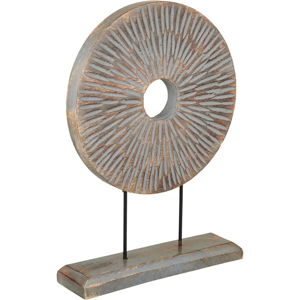 Eximious India Farmhouse Table Sculpture Home Decor Statue Mandala Carved for Modern Home 10" x 14", Living Room, Fireplace Mantel Shelf, Table and...