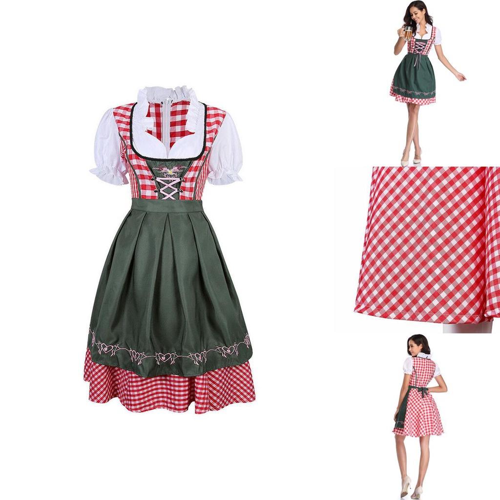 Authentic German Bavarian Ethnic Dirndl Beer Costume With A V-neck Design