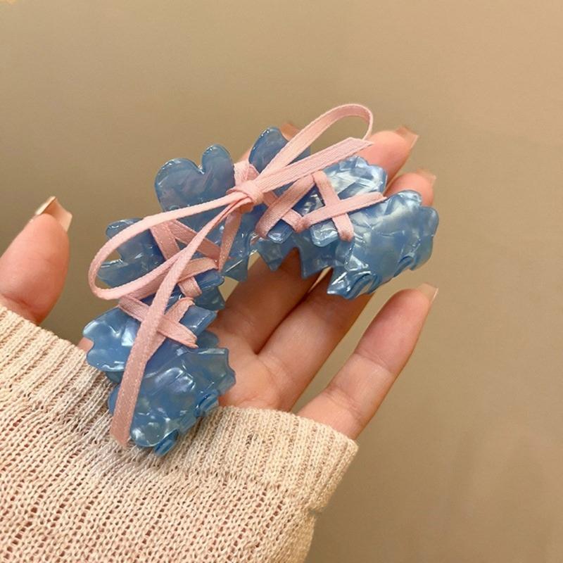 Acrylic Butterfly Knot Hair Clip with Ribbon Tie Stylish and Elegant Hair Pins Headwear Accessory for Women and Girls
