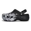 Crocs Классические сабо на платформе 811 Сделано в Туманной сцене Специальная обувная коробка Наступание на какашки Мягкие перфорированные туфли Женские Черные Серебристые