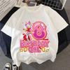 Summer Breathable T-shirts Short Sleeves Shirt Gift Sonics New Pink T-shirt for Girls Birthday Number 1-9 Cute Cartoon White Tee