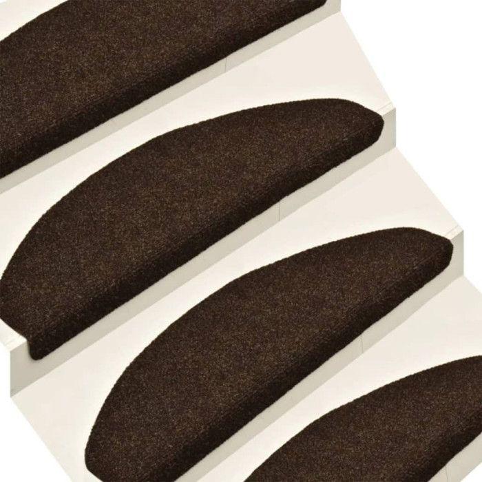 VidaXL Self-Adhesive Stair Treads 15 Pieces 65 X 21 X 4 Cm Brown Semicircular Large 322351