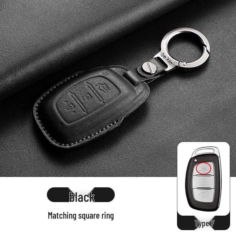 Genuine Leather Key Case for Hyundai ix35, Santa Fe, Fiesta, ix25, Elantra, Verna, Mistra