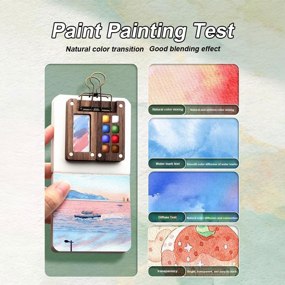 Палитра для рисования Travel Paint Palette Mini Watercolor Palette Set with Clip Портативный набор для акварели Деревянная сетка Paint Box Gift for Children