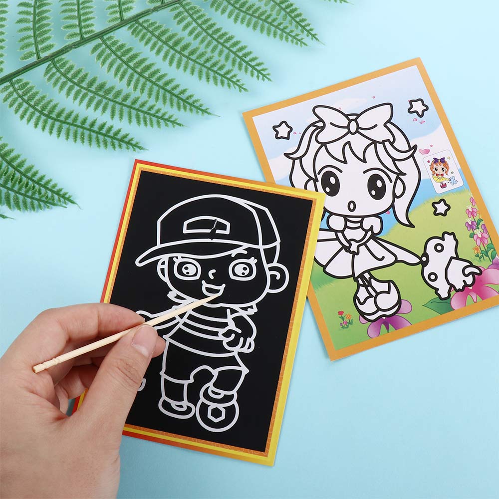 Learning Toy Cards Stickers Magic Scratch Drawing Board Colored Scratch Paper Magic Doodle Board