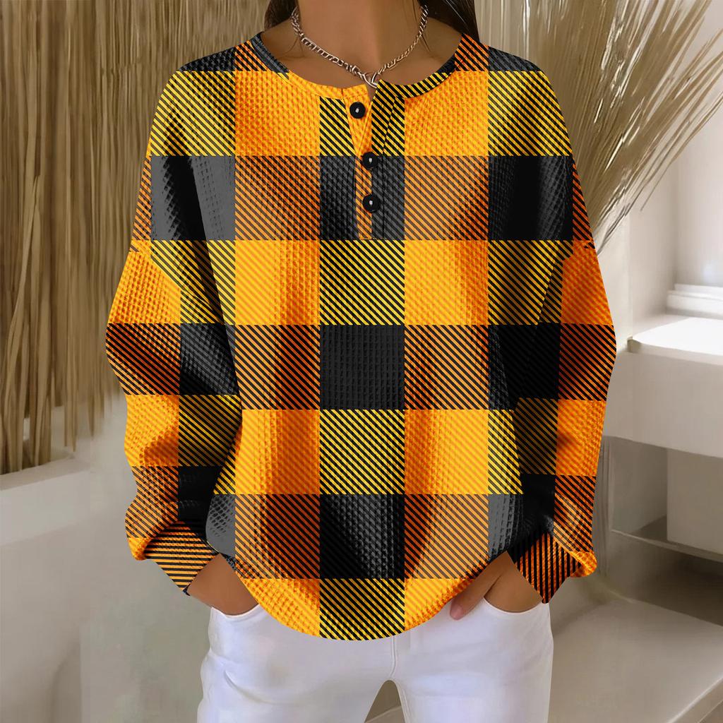 Женские повседневные рубашки с длинным рукавом, топы на пуговицах с V-образным вырезом, свободный трикотаж, осенние фавориты для женщин