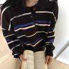 Early Autumn New Design Sense Retro Contrasting Color Striped Age-reducing Casual Knitted Sweater Women