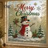 Waterproof Seasonal Wall Stickers 2Pcs Christmas Stickers, Snowy Cottage Tree Self Adhesive Decals, PVC Party Snow Scene Holiday Decals for