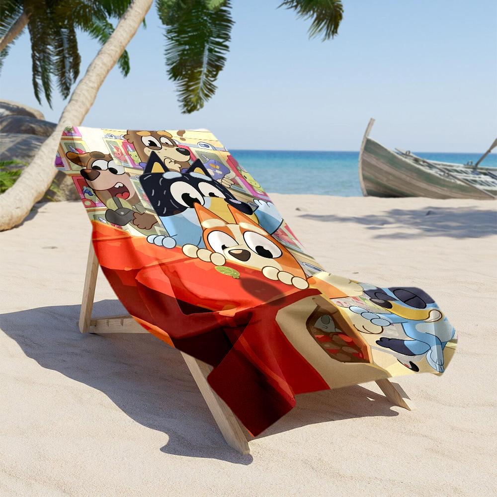 Bluey concert party soft beach towel Comfortable erfect for Travel Beach Swimming Vibrant Pattern Wedding Party Gift