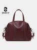 Zency Women's Luxury Solid Color Cowhide Leather Handbag