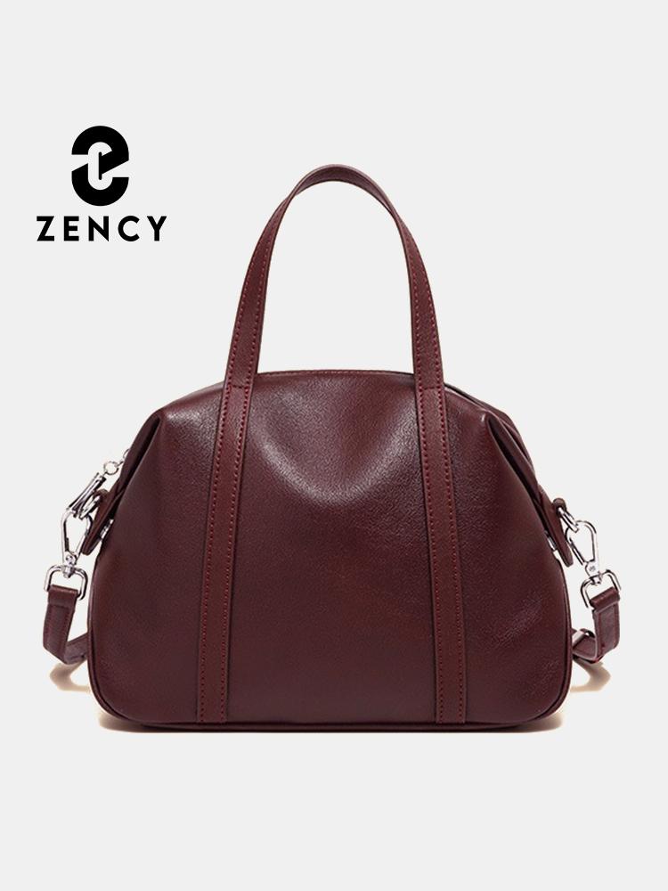 Zency Women's Luxury Solid Color Cowhide Leather Handbag