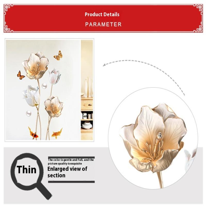 Красивая наклейка на стену с цветами для декора фона гостиной, самоклеящийся декор для дома