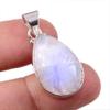 Natural Rainbow Moonstone Gemstone 925 Solid Sterling Silver Pendant 1.25" K4v13