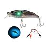 Luminous LED Fishing Lures Electric Rechargeable Green Hard Fishing Lure with Treble Hook for Bass