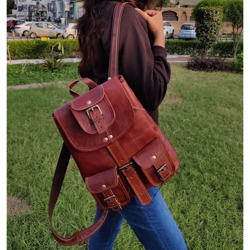 Кожаный рюкзак, Коричневый кожаный рюкзак, Кожаная сумка для колледжа, Рюкзак для мужчин и женщин, Рюкзак для путешествий