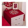 Tablecloth Dust Cover Chinese Wedding Nightstand Burgundy Satin Bedside Table Furniture Protector Dustproof Cloth for Bedroom Decor