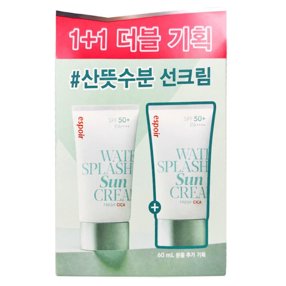 Espoir Солнцезащитный крем Water Splash Fresh Cica Sun Cream 60 мл x 2 Двойной солнцезащитный крем, который хорошо сочетается с макияжем