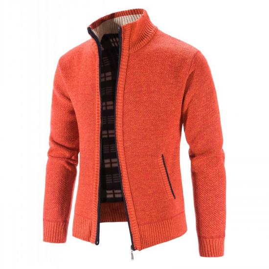 2024 Autumn/Winter New Plush and Thickened Stand Collar Jacket Jacket Half High Neck Knitted Cardigan Sweater for Men
