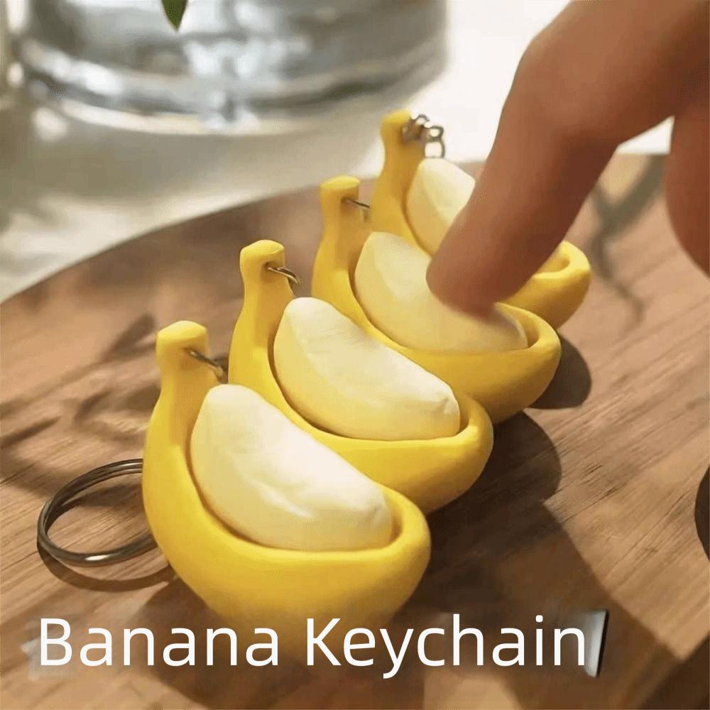 Sensory Banana Fidget Keychain Calming Finger Button Pendant Switch Clicker Fidget Toy Anxiety