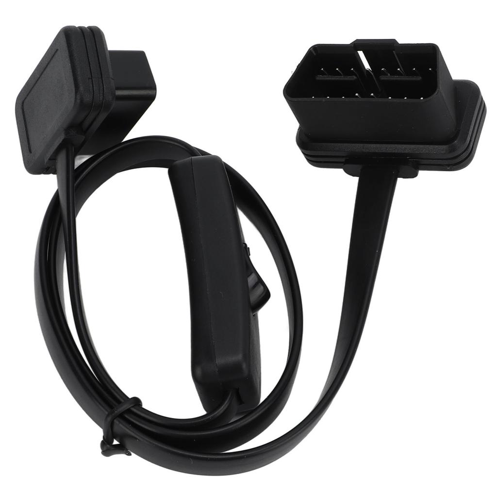 Black Male 16 Pin Diagnostic Flat Cord Adapter Connector Female 8 Core OBD2 Extension Cable with