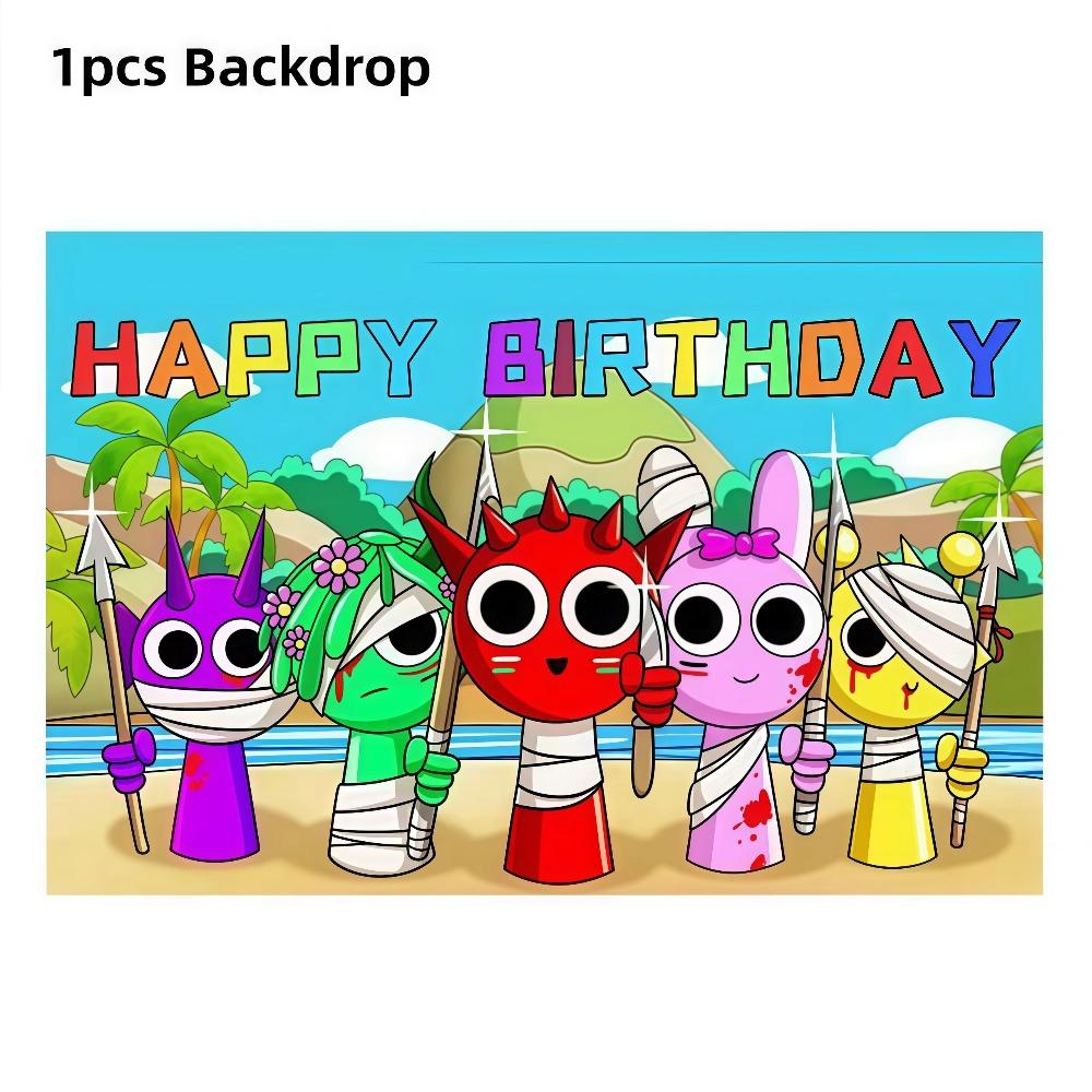 Sprunkis Birthday Party Decoration Tableware Cup Plate Napkin Balloon Banner Cake Decor for Baby Shower Kid Event Party Supplies