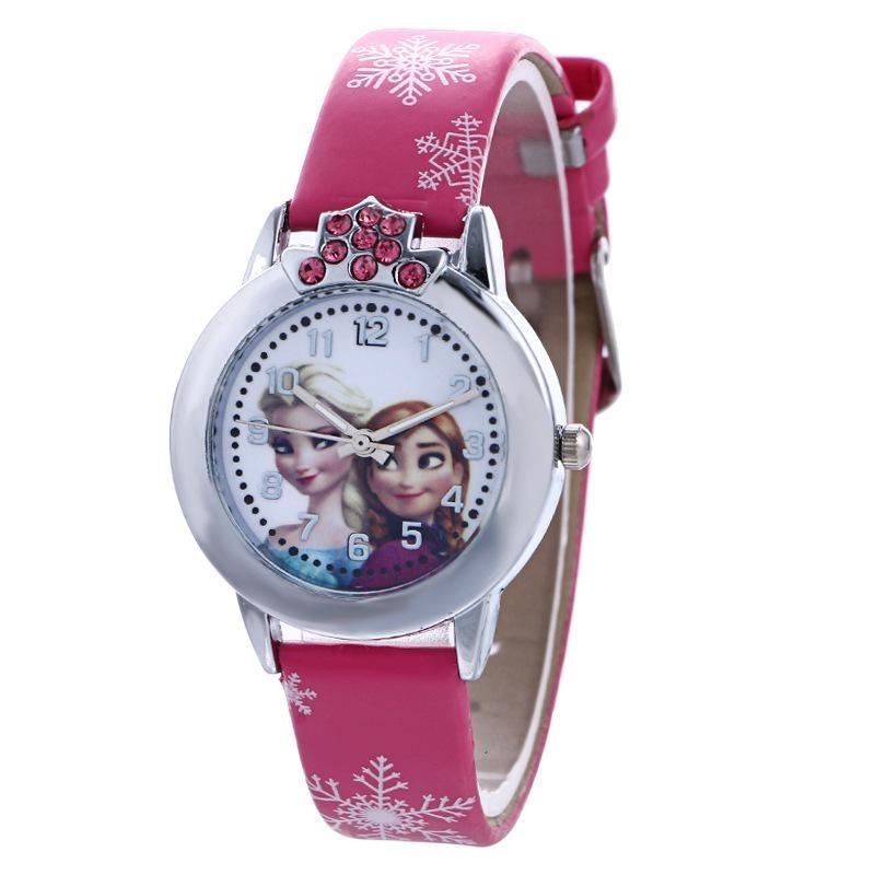 Cute Frozen Cartoon Quartz Watch For Boys And Girls With Colorful Pu Leather Strap And Life Waterproof Feature