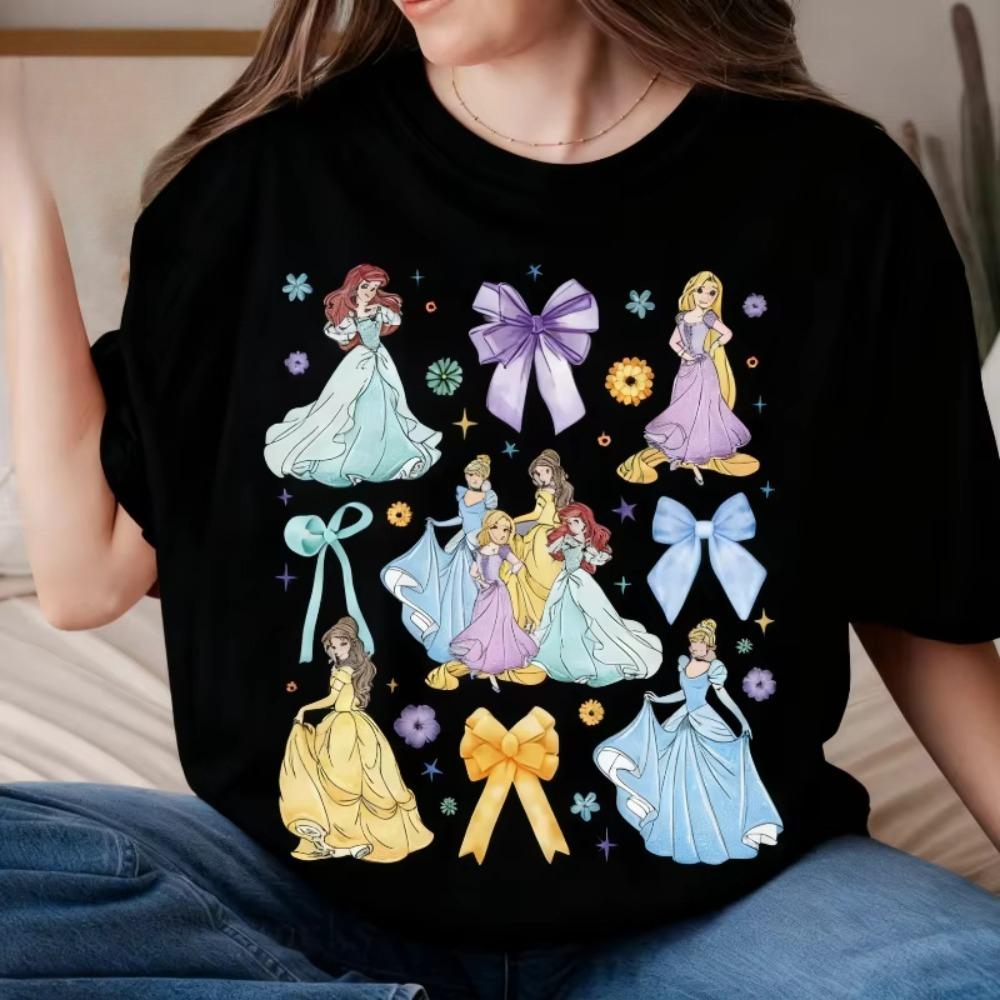 Summer Tshirt Princess Cinderella Outfit Oversized Casual Loose Unisex Women Short Sleeve Tee Skinfriendly Cotton