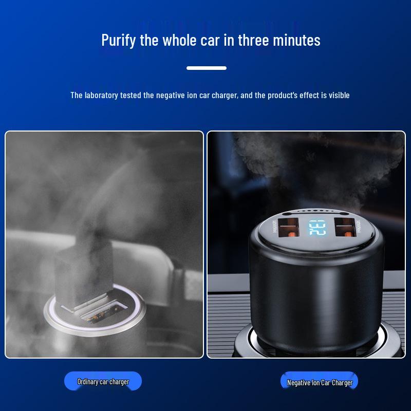 Dual USB Car Charger with Fast Charging & 200W Negative Ion Air Purifier