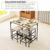 Bar Table Set Standing Table with 4 Bar Stools, 5-Piece Table Set, Steel Oak