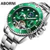 Мужские часы ABORNI, автоматические механические часы, модные водонепроницаемые многофункциональные часы с турбийоном Water Ghost, мужские часы