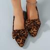 2024 Модная женская обувь с леопардовым принтом, женские туфли на плоской подошве, горячая распродажа, офисные и карьерные туфли с бабочкой, сексуальные туфли с острым носком на плоской подошве на низком каблуке