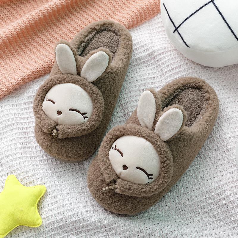 Милые женские нескользящие плюшевые хлопковые тапочки - уютная домашняя обувь для осени и зимы