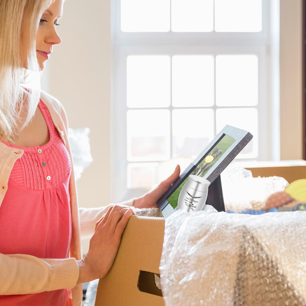 Small Cremation Urn for Pet Ashes Pet Keepsake Urn Stainless Steel Memorial Keepsake Urns for Dogs Cats Ashes Holder