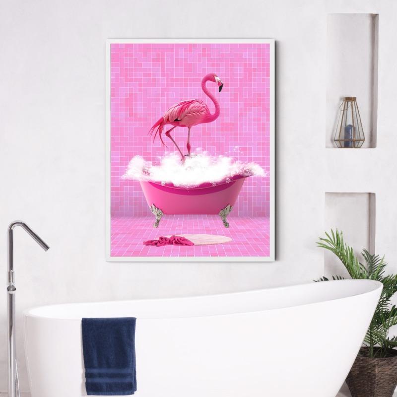 Animal In Vintage Bathtub Elephant Panda Penguin Colorful Posters and Prints Canvas Printing Wall Art Picture for Bathroom Decor