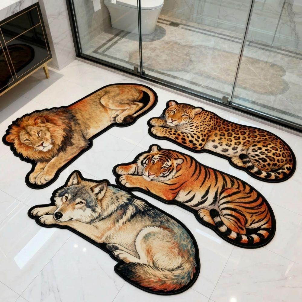 Anti-slip Lion Doormat Absorbent Wolf Floor Mat Creativity Tiger Carpet Rug Bedroom Bathroom