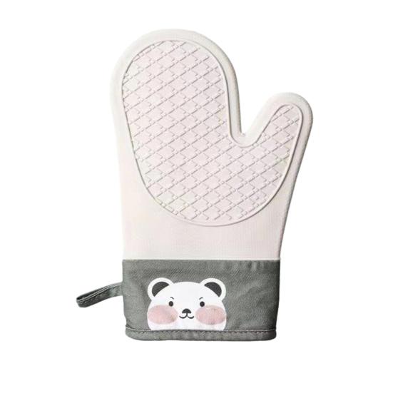 1Pc Silicone Heat Resistant Gloves Non-Slip Oven Mitts Kitchen Hand Clamps Thickened