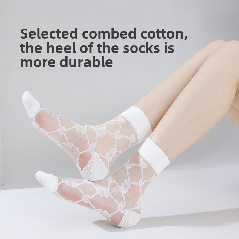5 пар весенних и летних женских носков средней длины с принтом Love Card Boneless Crystal Socks