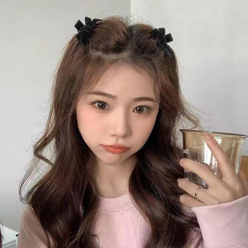 Korean Velvet Bow Hair Clip Claw Clamp Sweet Black Red Bow Small Hair Claw Clip Princess Headwear Girls Women Hair Claw Clip